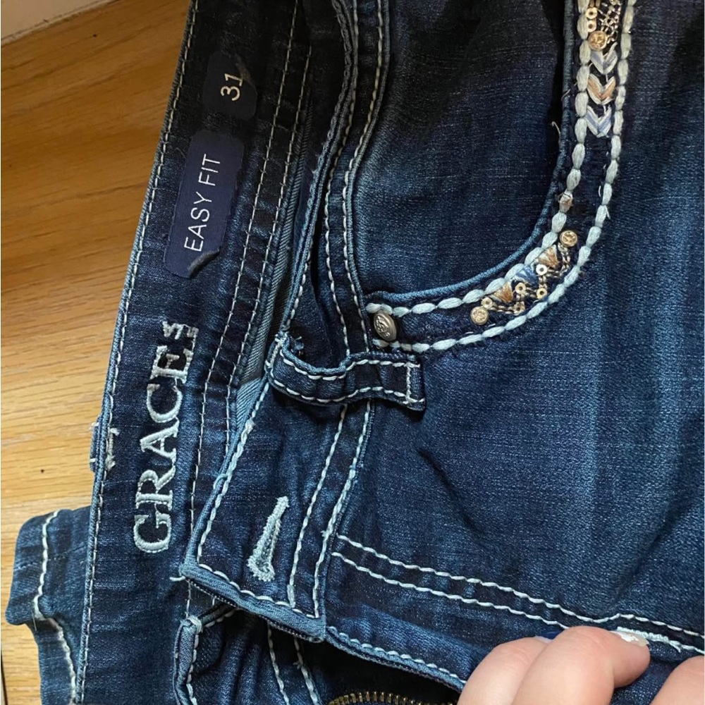 Grace Women's Embellished Dark Blue Jeans